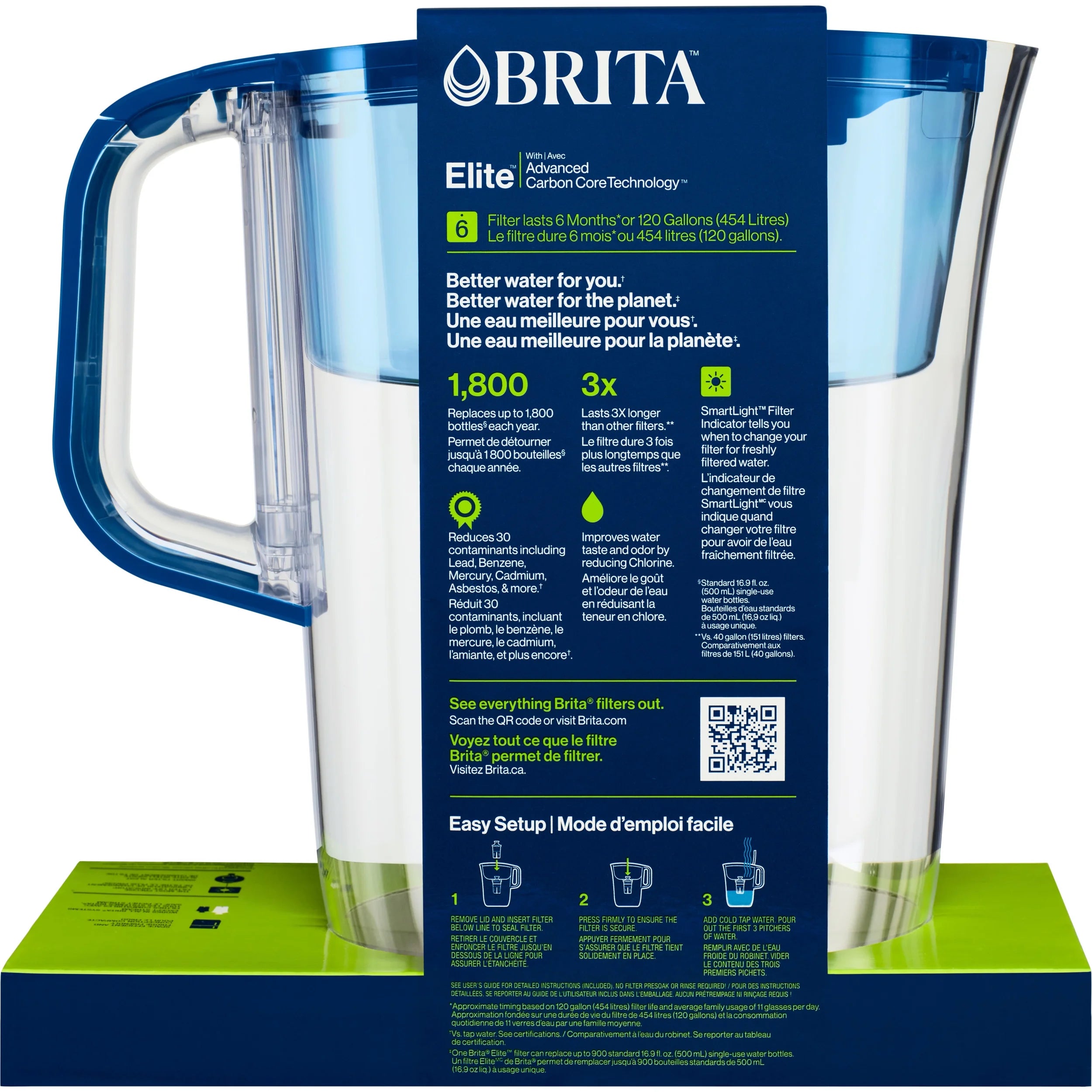 Brita Large 10 Cup Water Filter Pitcher with 1 Elite Filter T869