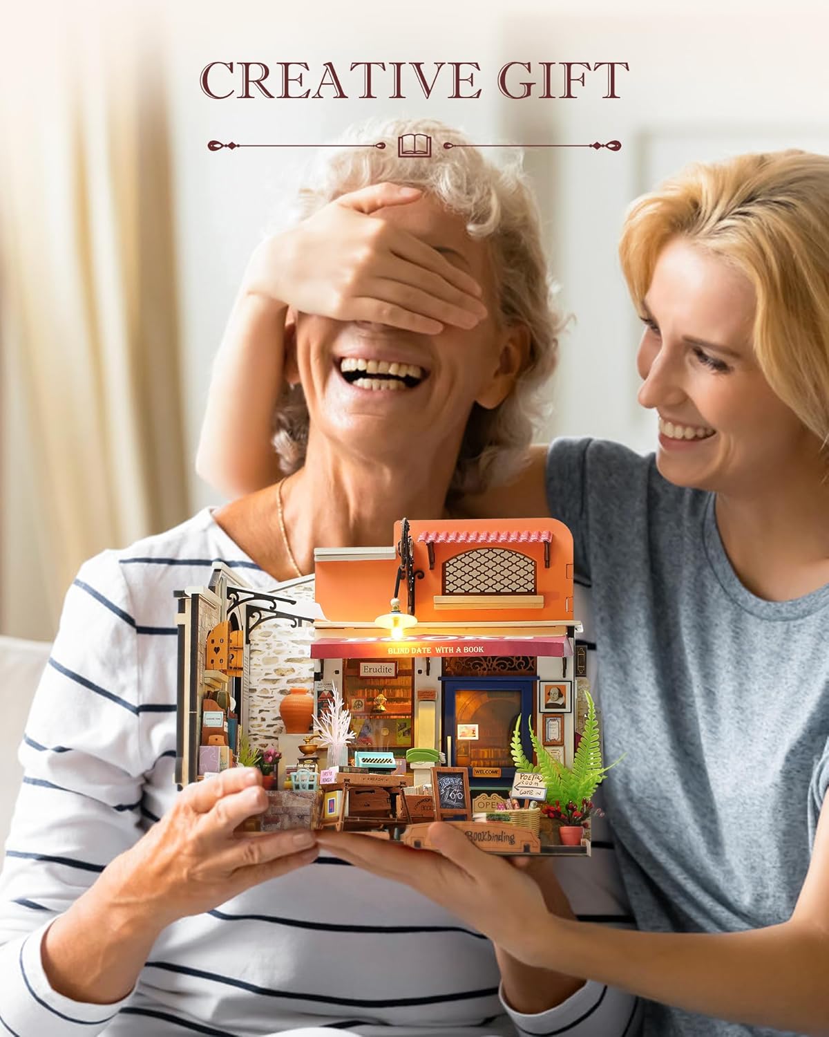 Rolife DIY Miniature House Kit 1:20 Scale Bookstore with LED Lights D629