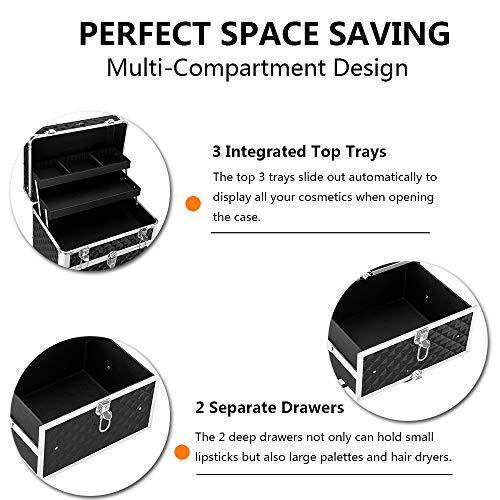 Aluminum Rolling Makeup Train Case with Removable Wheels, Red S2718