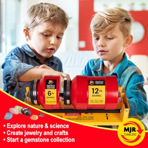 MJR Tumblers Multi-Barrel Rock Tumbler - Durable Leak-Proof Rock Polisher for Kids and Adults J31065
