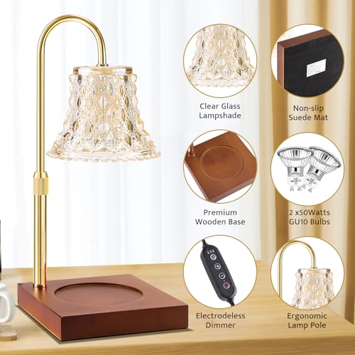 Candle Warmer Lamp with Timer & Dimmer, Adjustable Height, 2 Bulbs T30751