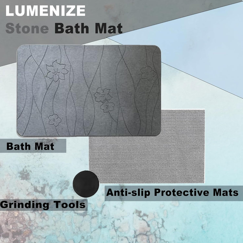 Diatomaceous Earth Stone Bath Mat Large Non-Slip Absorbent M9984