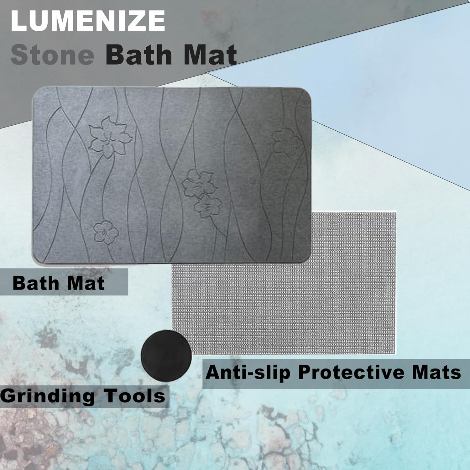 Diatomaceous Earth Stone Bath Mat Large Non-Slip Absorbent M9984
