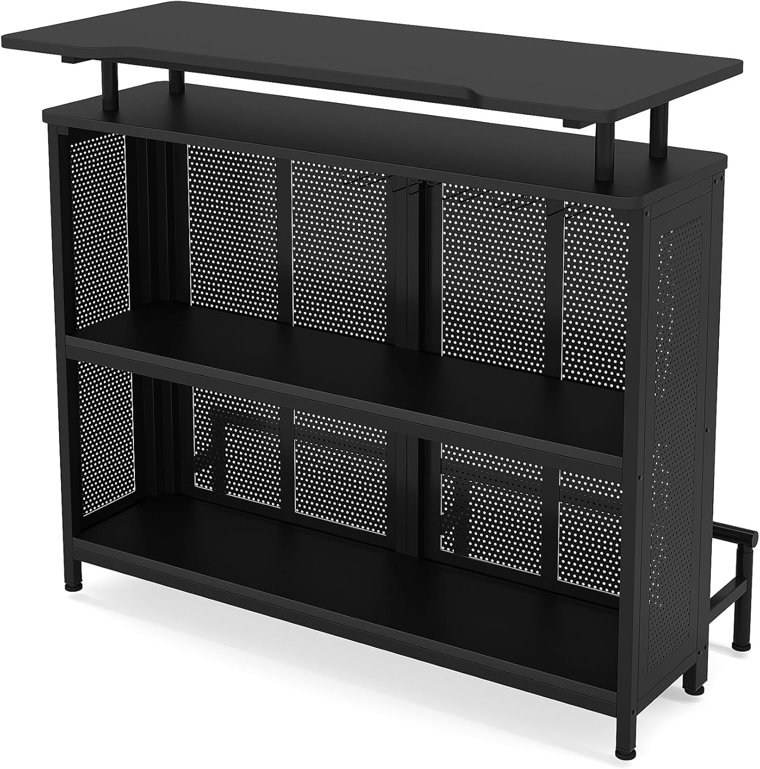 Industrial Liquor Bar Table with Stemware Rack Y305387