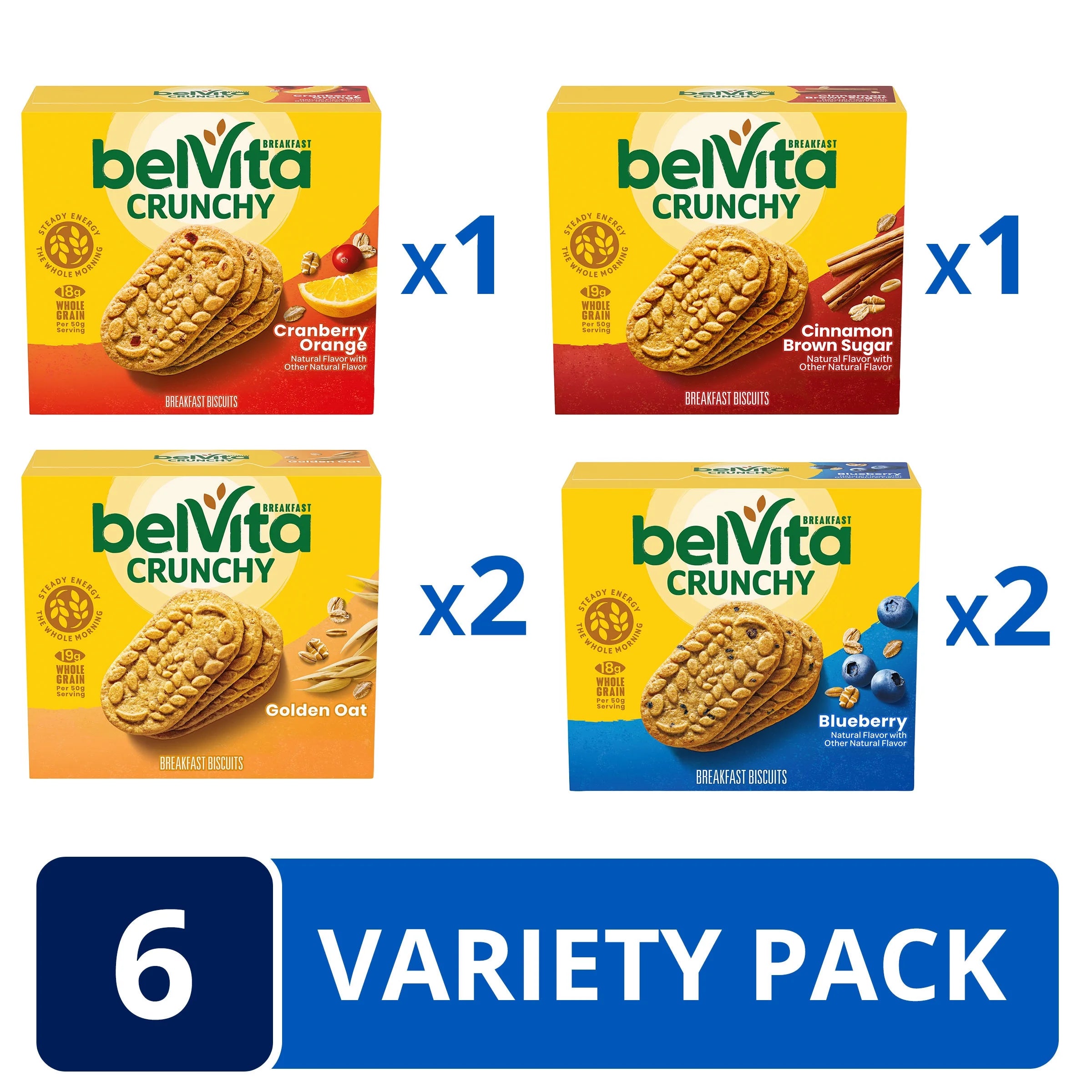 belVita Breakfast Biscuits Variety Pack, 4 Flavors, 30 Packs O76646