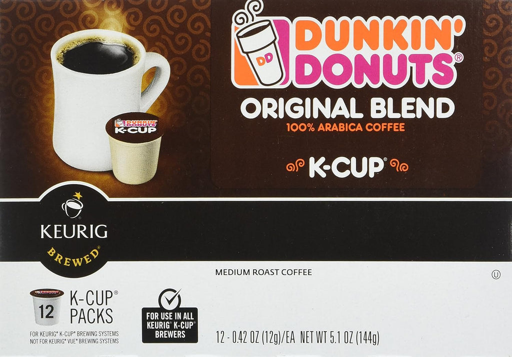 Dunkin' Donuts Original Blend Medium Roast Coffee, 12 K Cups for Keurig V4223