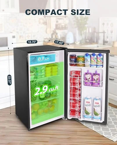Upstreman 3.2 Cu.Ft Mini Fridge with Freezer, Stainless Steel X1754