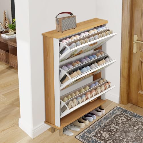 3 Drawer Wooden Shoe Cabinet for Entryway, Slim H628678