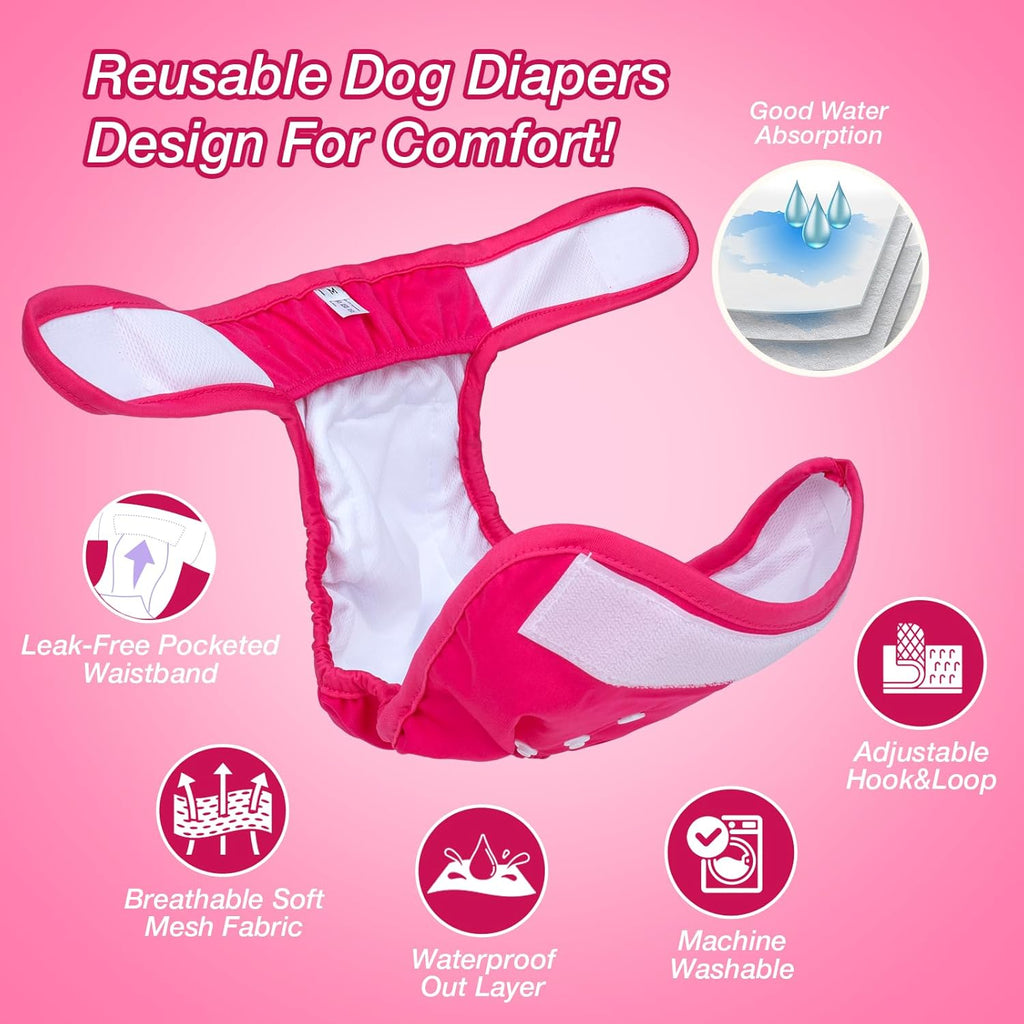 Pet Soft Washable Female Dog Diapers (3 Pack) - Classy, S B5789