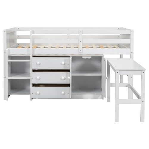 Full Size Platform Bed with Storage Headboard and Charging Station, White L555667