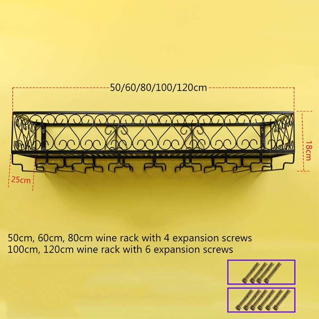 Wall-mounted Metal Wine Rack with Glass Holder, 120cm H296772