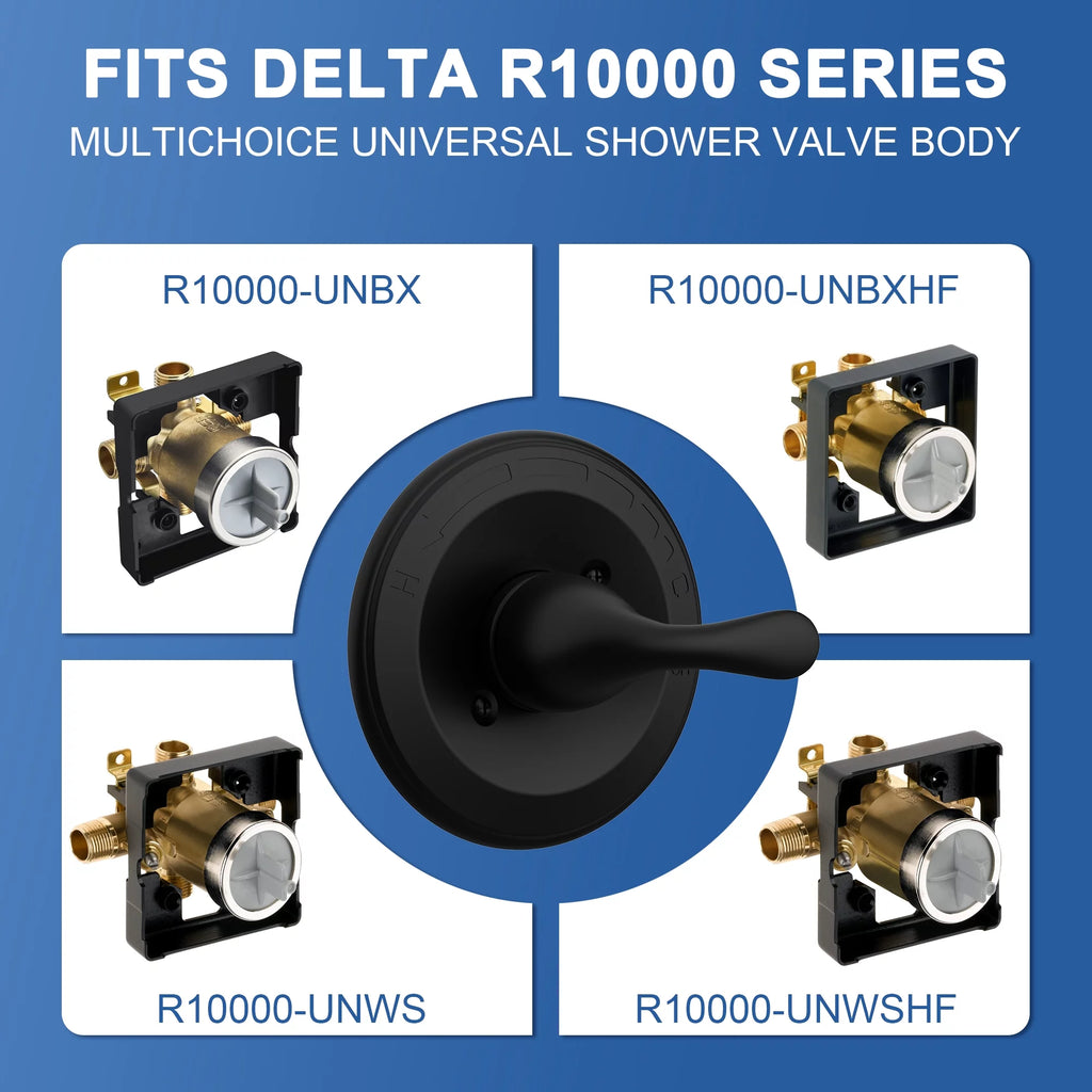 Delta Faucet Classic 13 Series Shower Valve Trim Kit Matte Black T13020-BL B5287