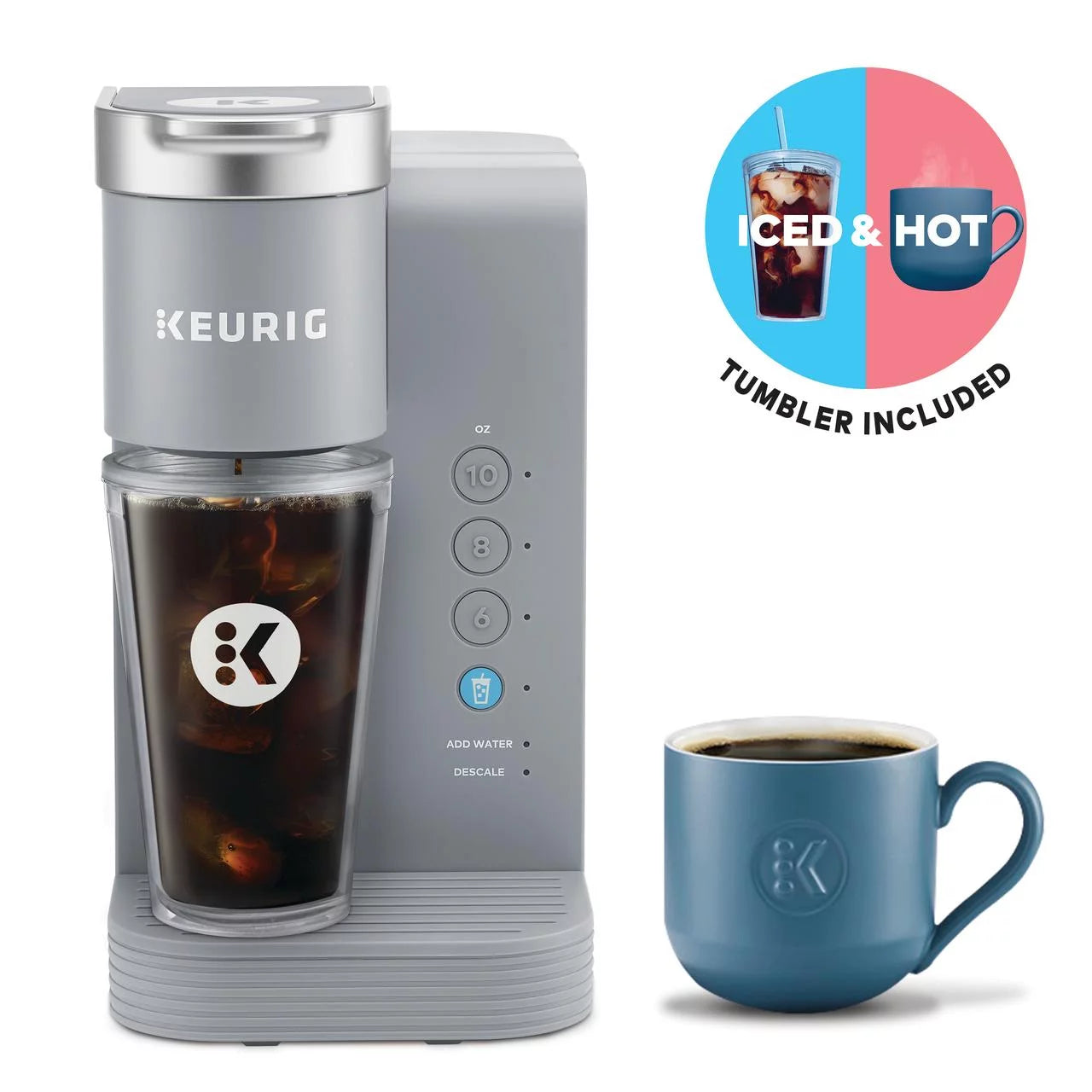 Keurig K-Iced Essentials Gray Iced and Hot Single-Serve K-Cup Pod Coffee Maker A122432