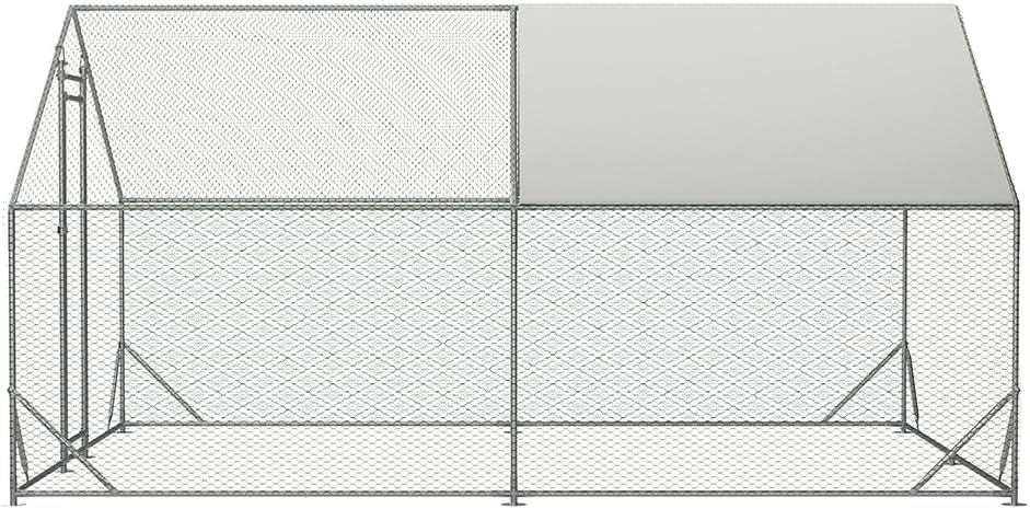 Large Metal Chicken Coop Walk-in Poultry Cage with Waterproof Cover O1158