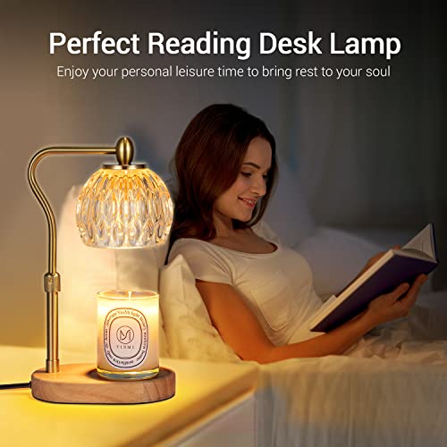 Candle Warmer Lamp with Timer & Dimmer, Height Adjustable, 2 Bulbs, Gold C648761