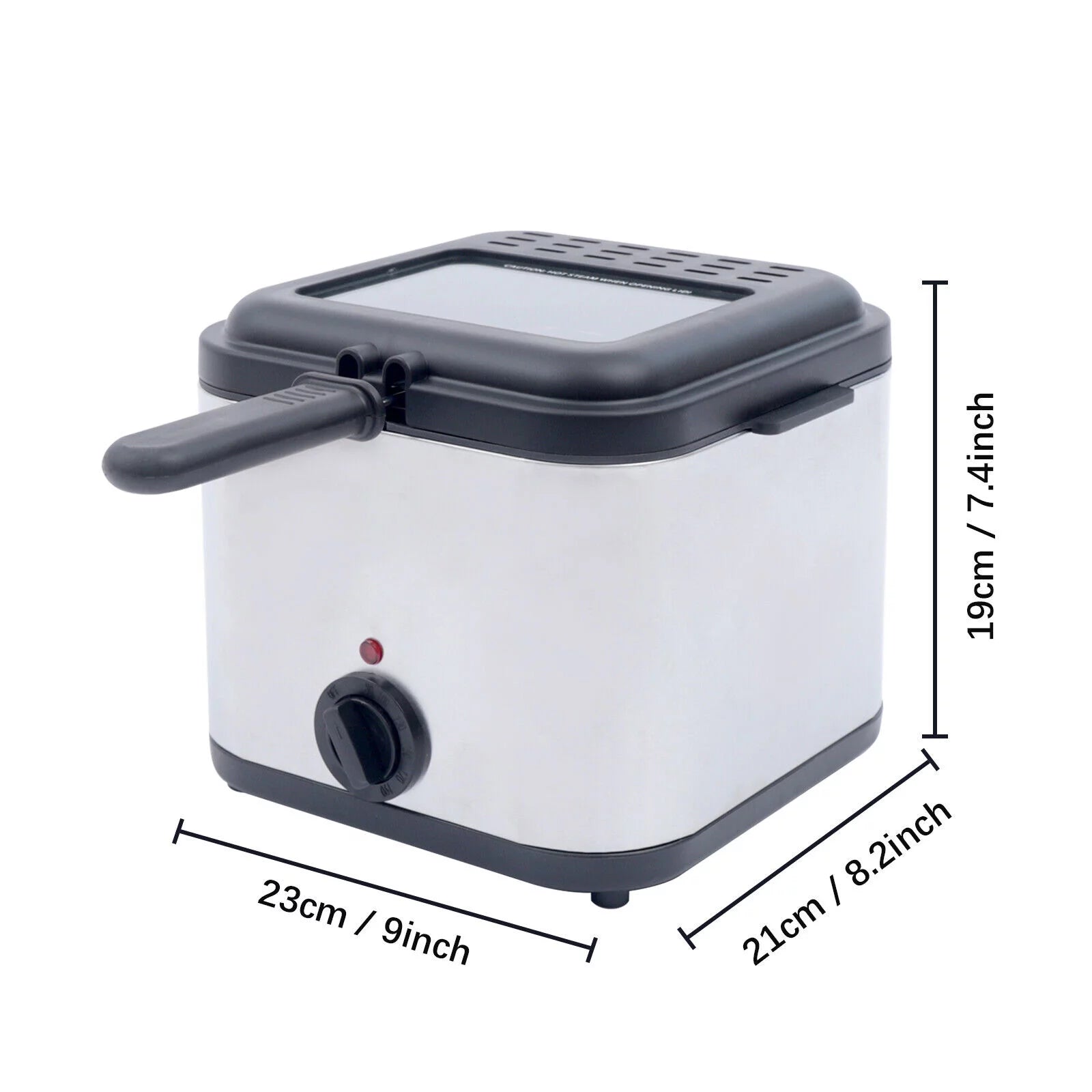1KW Stainless-Steel 2.5L Electric Deep Fryer, Adjustable Temperature X8513