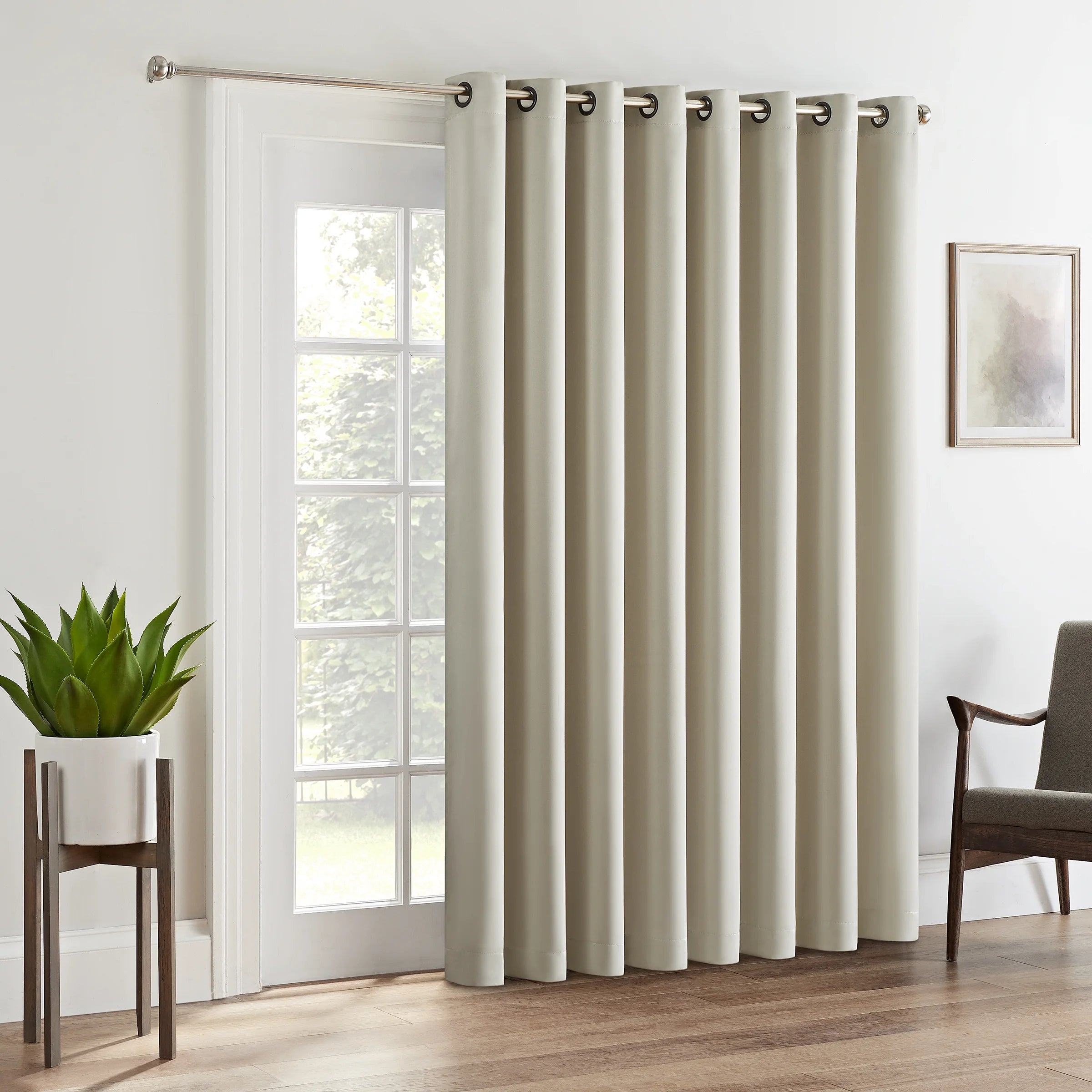 Thermal Blackout Patio Door Curtain Panel, Stone G855