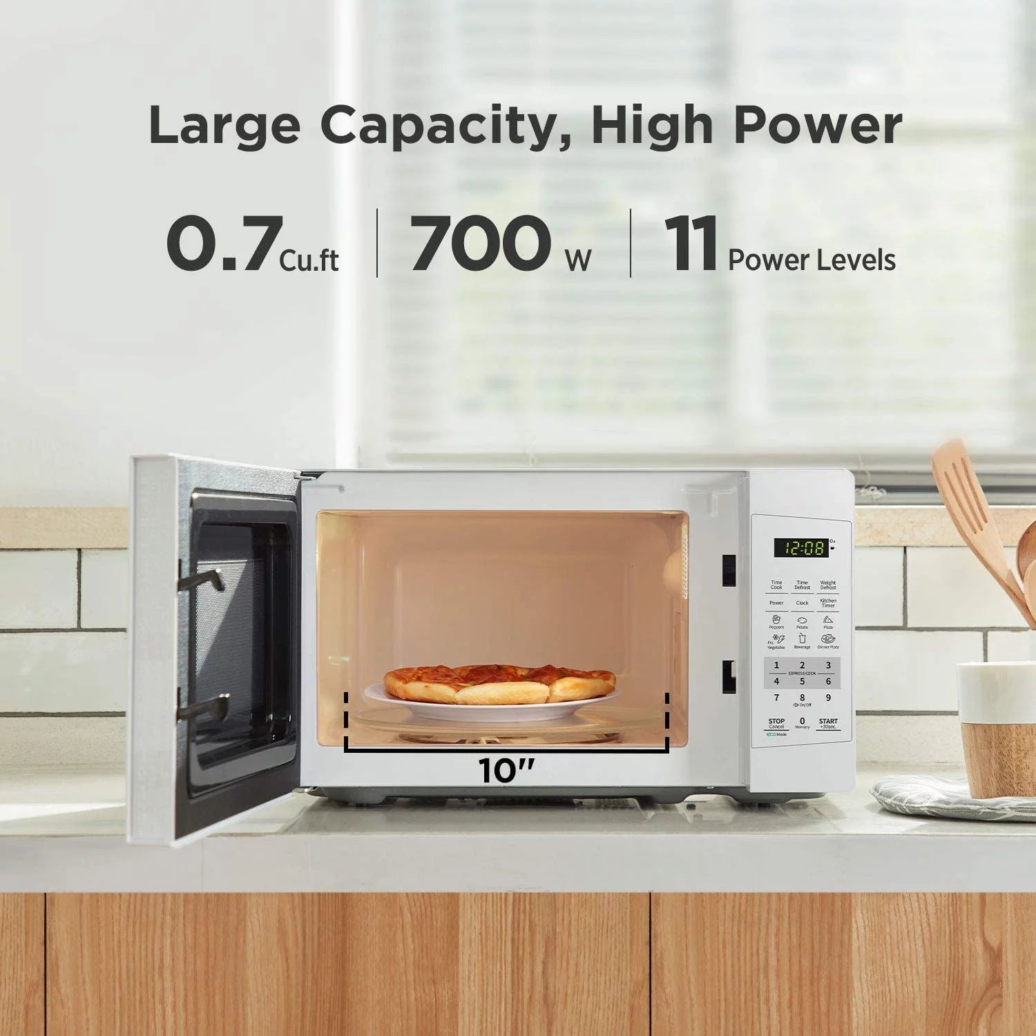 COMFEE' EM720CPL-PM Countertop Microwave Oven 0.7 Cu Ft 700W Pearl White Y98670