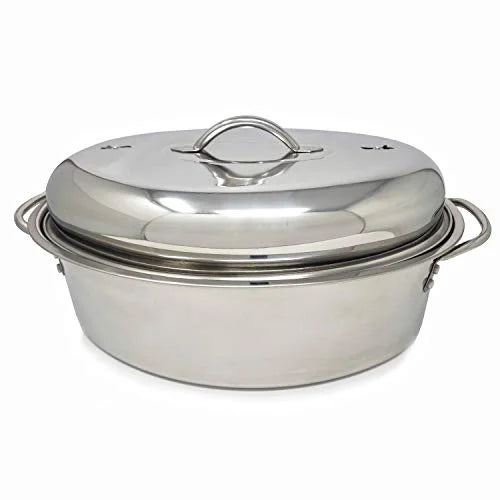 Stainless Steel Turkey Roaster Pan with Lid and Wire Rack N566641