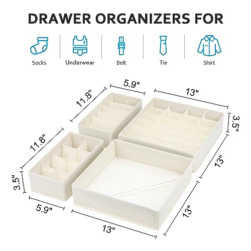 Drawer Organizers for Clothing, Foldable Underwear Organizer, Black, Set of 4 W1271
