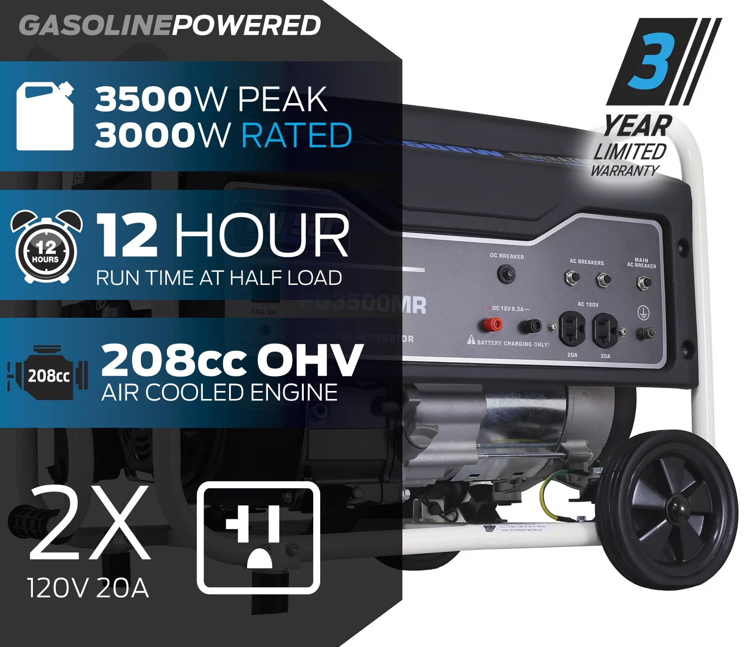Pulsar 3500-Watt Gas Powered Portable Generator T779