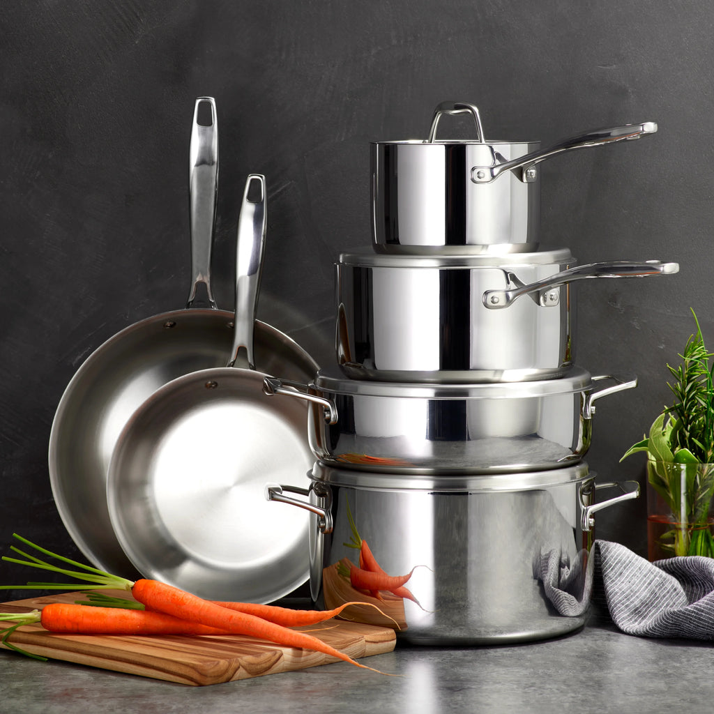 Tramontina Tri Ply Clad Stainless Steel Cookware Set, 10 Pc Q293