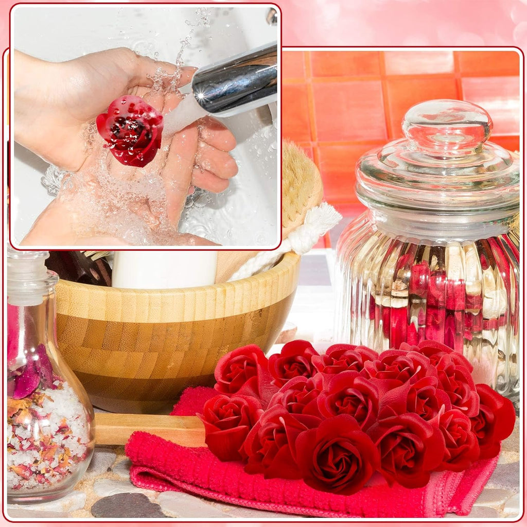Lounsweer 162 Pcs Rose Flower Soap Floral Scented Body Soap (Red) K30812