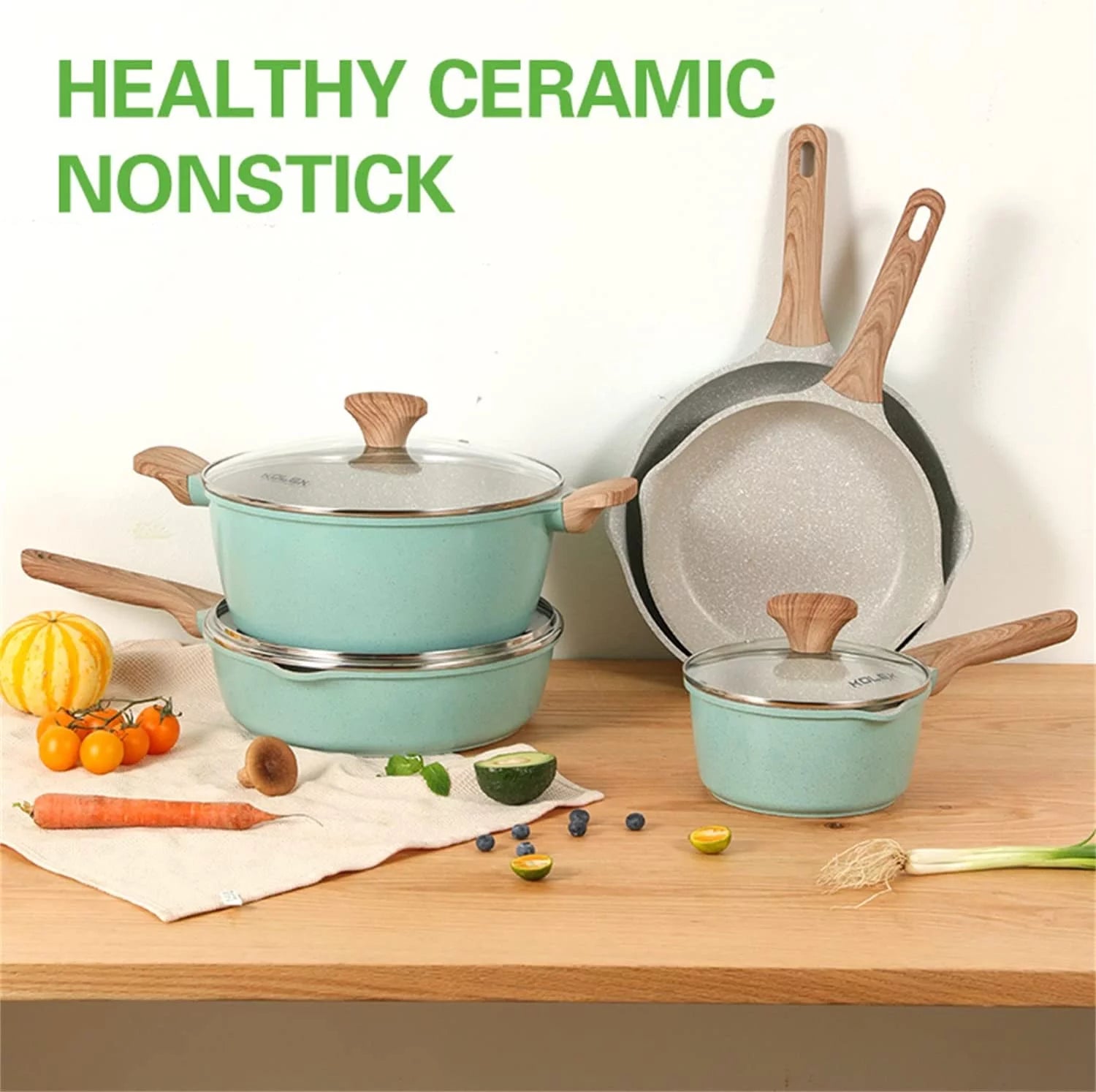 Nonstick Cookware Set 12-Piece Granite Coating Pots and Pans U8802