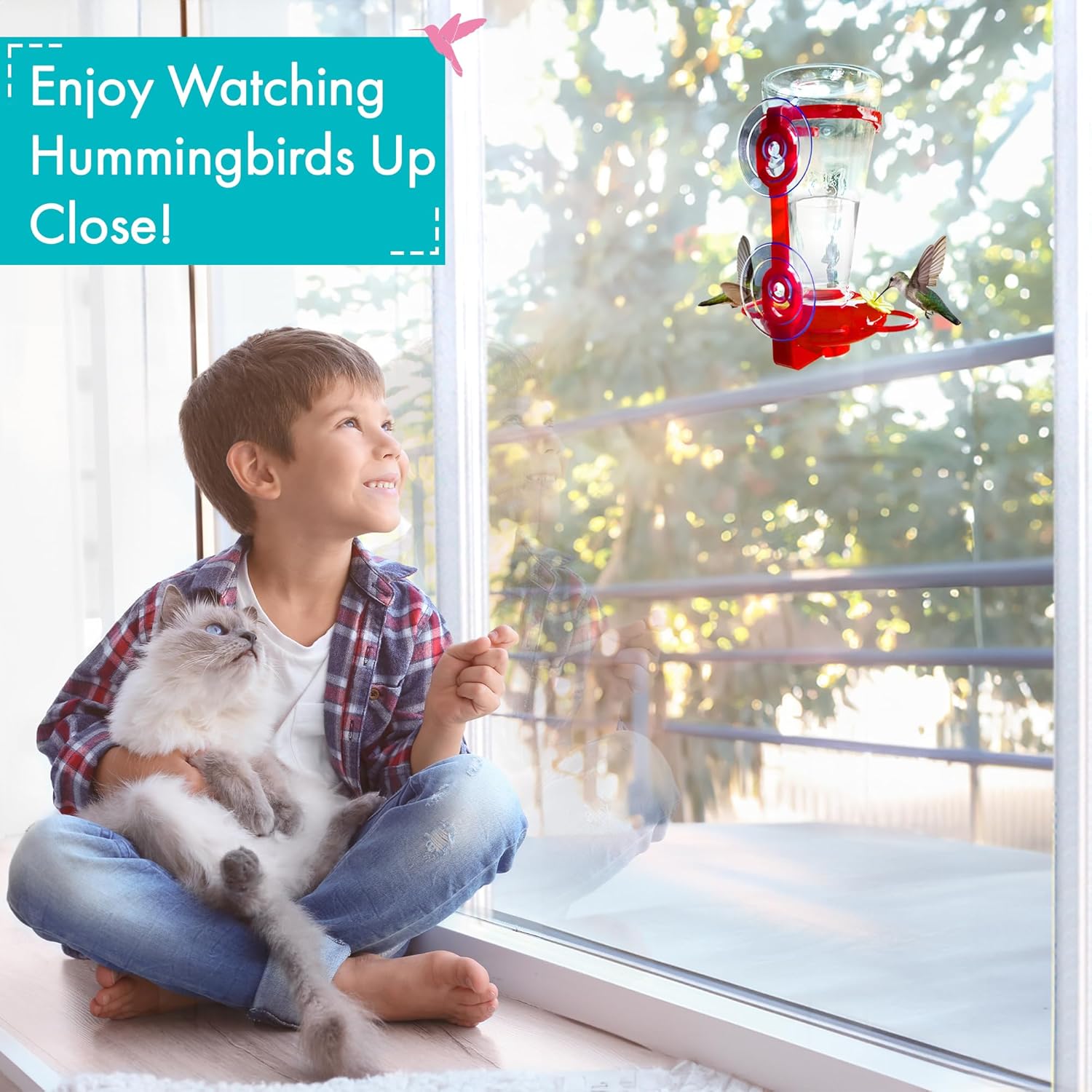 Window Hummingbird Feeders for Outdoors with Strong Suction Cups V53843
