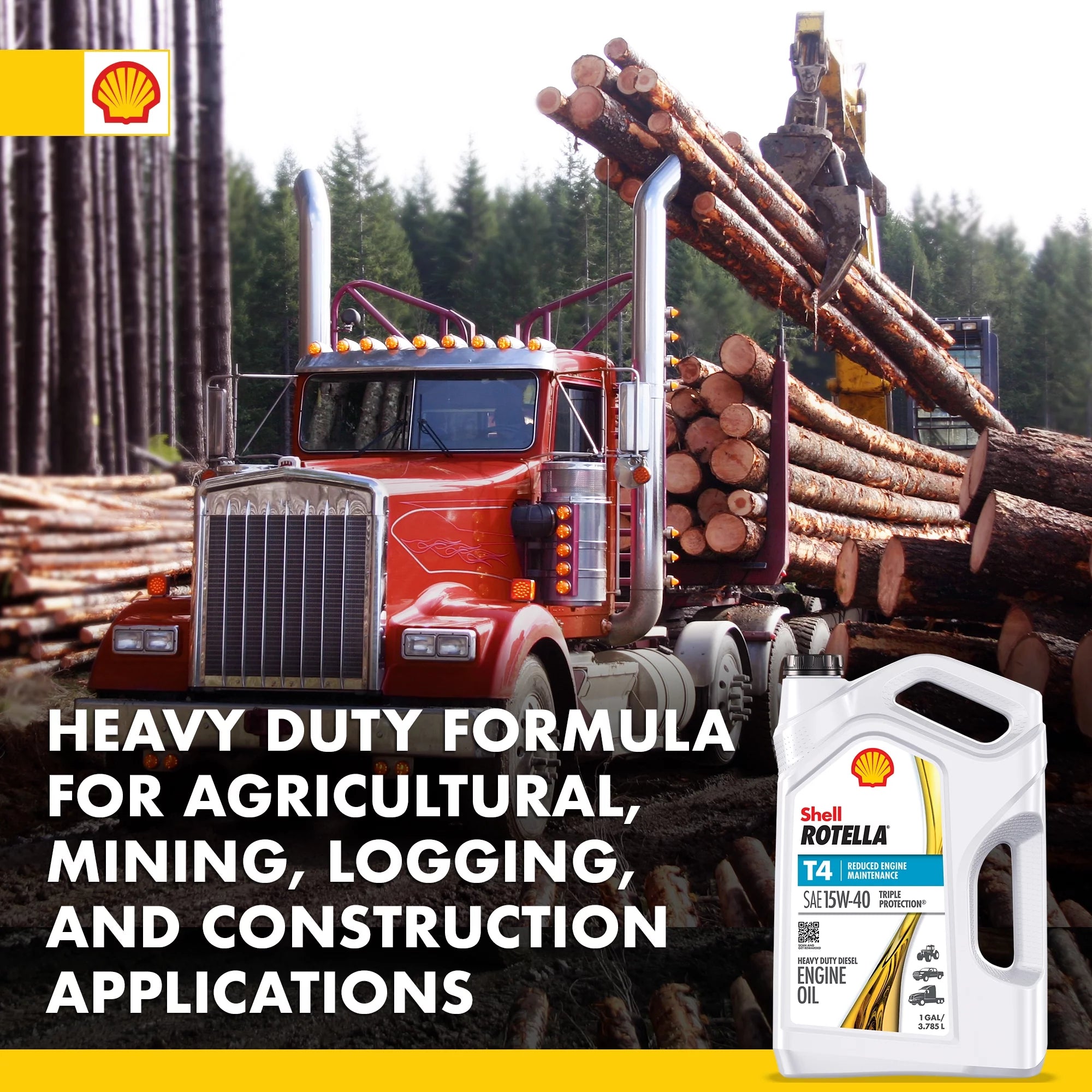 Shell Rotella T4 Triple Protection 15W-40 Diesel Motor Oil 1 Gallon 3 Pack P776