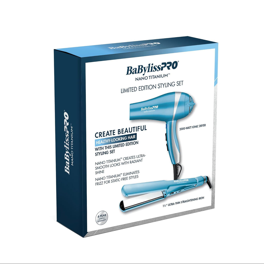 BaBylissPRO Nano Titanium Limited Edition Prepack - Hair Dryer and 1.5" Straightening Iron E9542