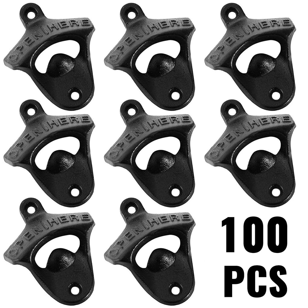 VEVOR Wall Mounted Bottle Opener Set of 100pcs Rustic Cast Iron Bottle Opener Classic Vintage Finish Bottle Openers Beer Bottle Opener for Home Bars