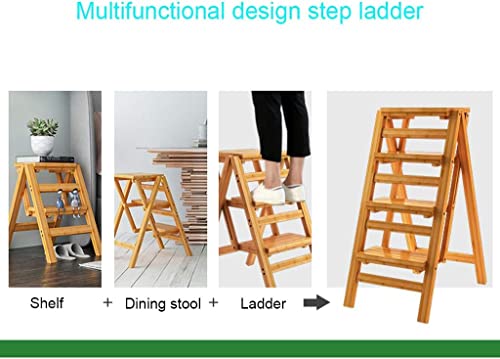 Wooden Folding Step Stool 3 Step Ladder for Home, Library and Office B158982