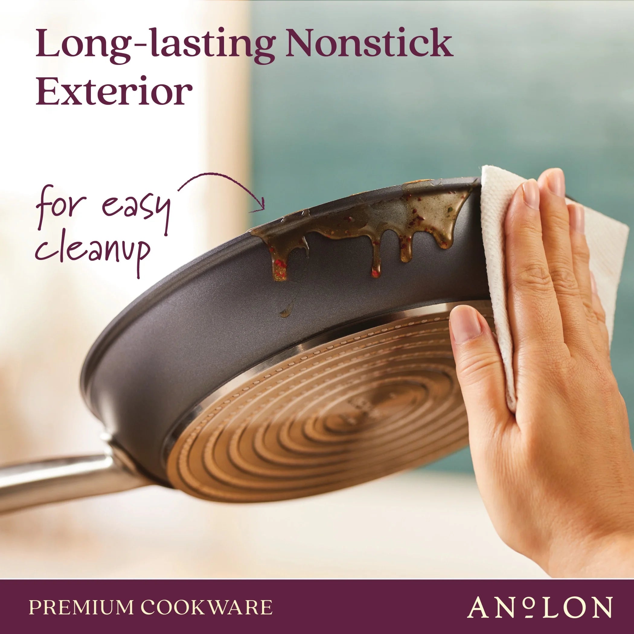 Anolon Accolade Forged Hard-Anodized Nonstick Wok with Lid, 13.5-Inch D69168