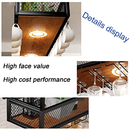 Hanging Wine Rack with Upside Down Wine Glass Holder, Wrought Iron, 50KG Capacity E828156