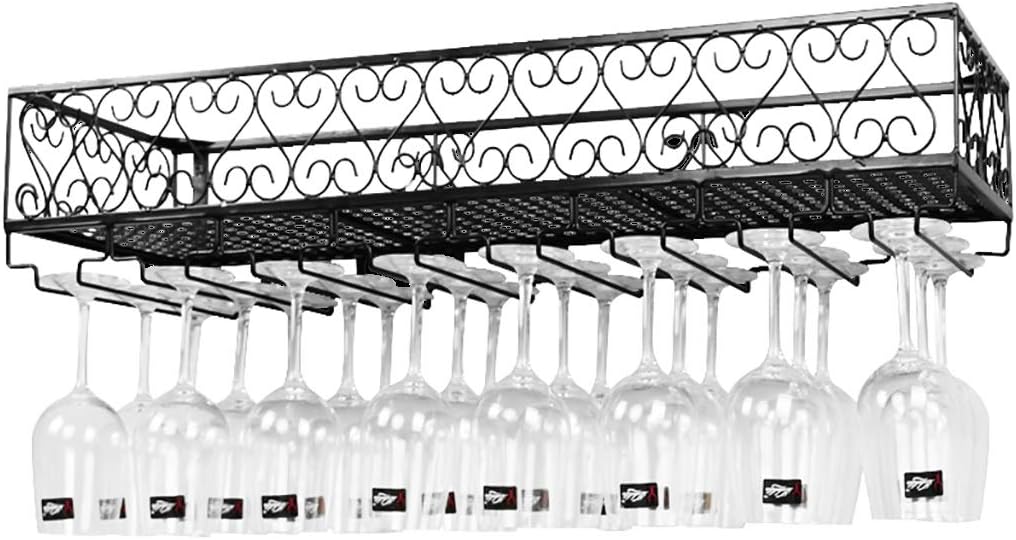 Wall-mounted Metal Wine Rack with Glass Holder, 120cm H296772