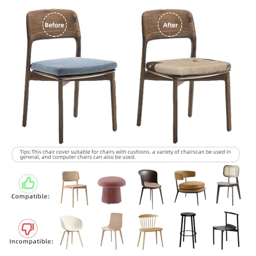 6 Pcs Stretch Dining Chair Seat Covers Set Washable Slipcovers E416