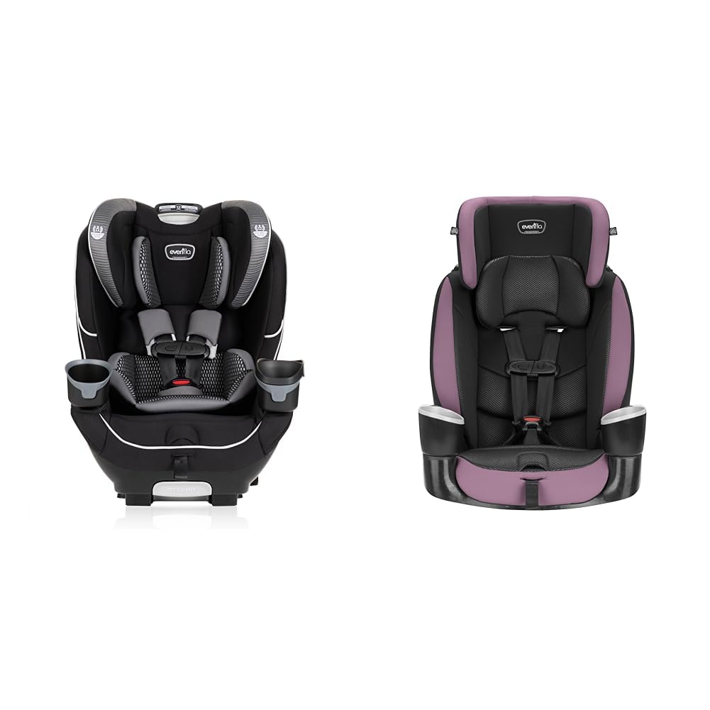 Evenflo EveryFit/All4One 3-in-1 Convertible Car Seat and Maestro Sport Forward Facing Booster Seat Bundle for Kids 2-8 Years Old