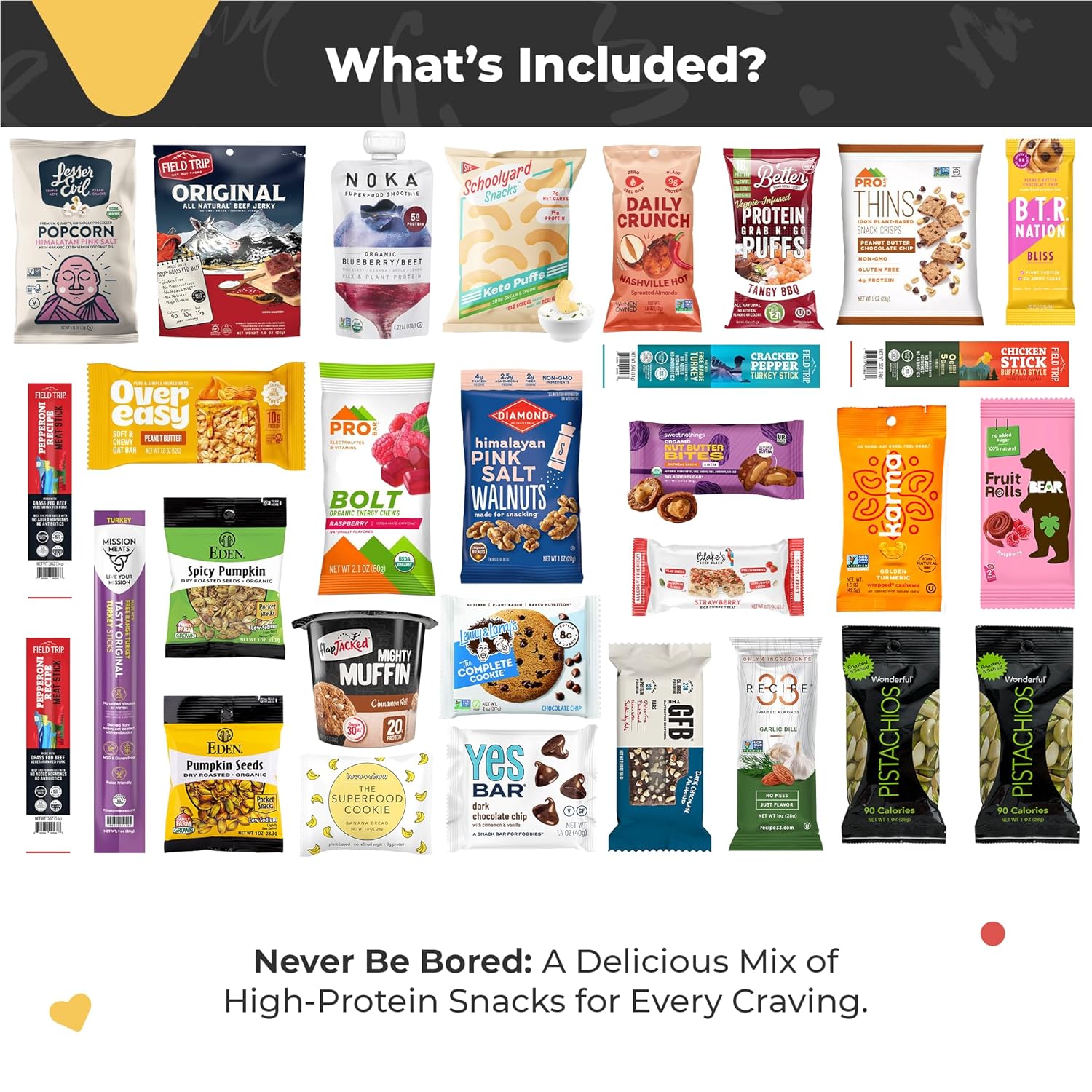 High Protein Snack Box: Protein Bars, Cookies, Granola, Jerky & Nuts H53319