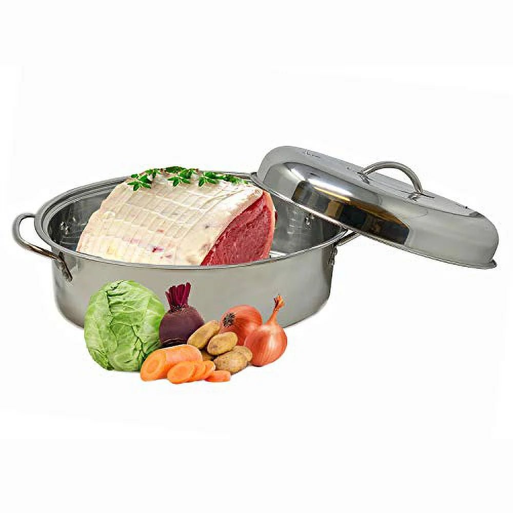 Stainless Steel Turkey Roaster Pan with Lid and Wire Rack N566641