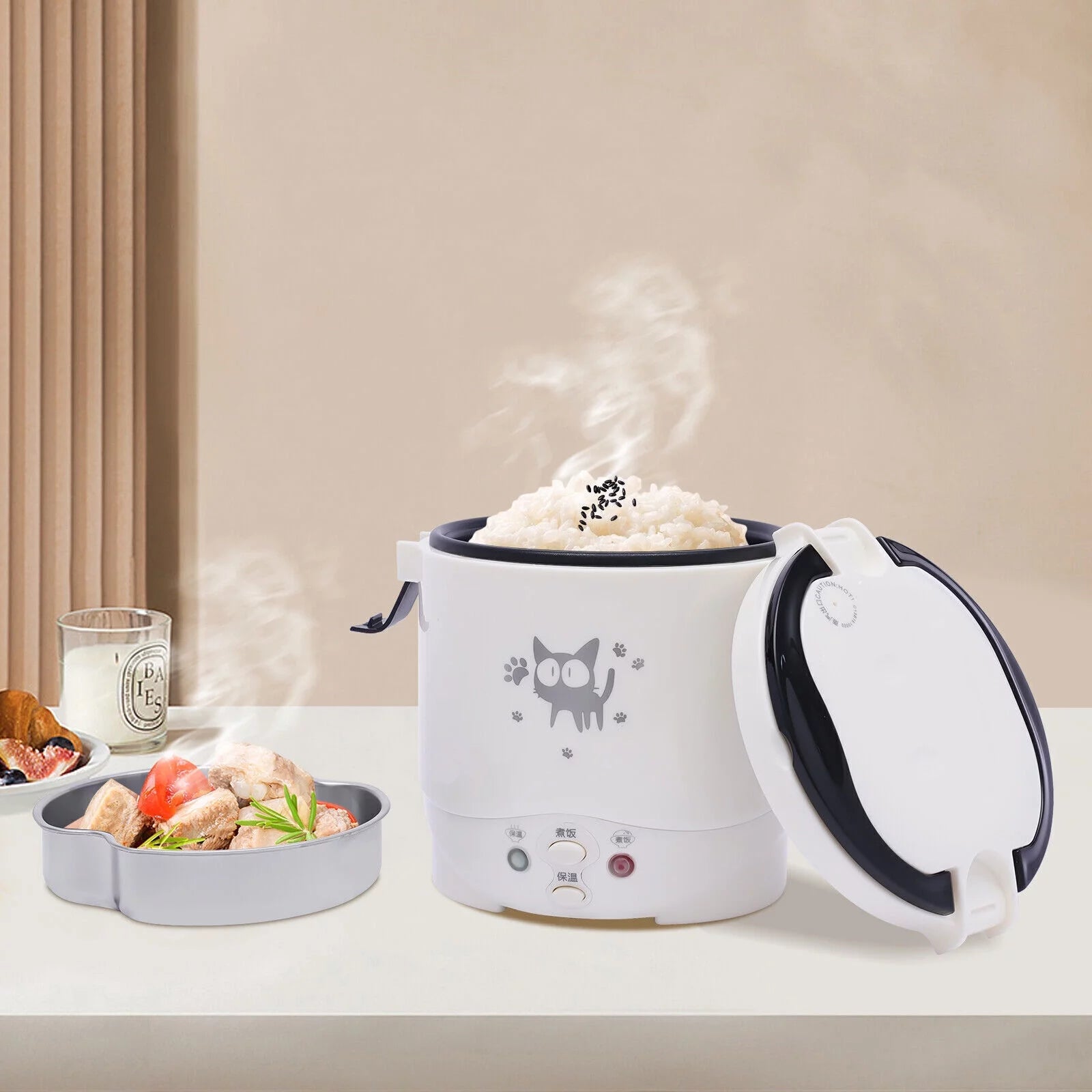 1L Mini Rice Cooker Steamer Car Cooking Soup Porridge Electric Lunch Box 12V US