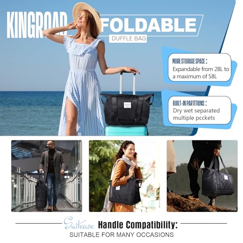 Expandable Rolling Duffel Bag with Detachable Wheels, Carry-On Travel Luggage U879
