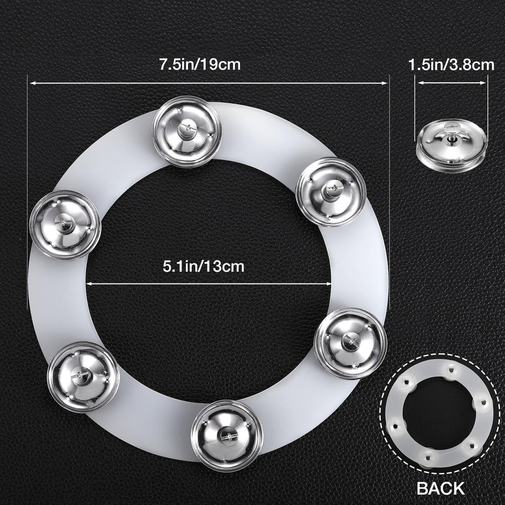 Facmogu Cymbal Hi-hat Tambourine, Silicone Single Row with Stainless Steel Jingles C3778