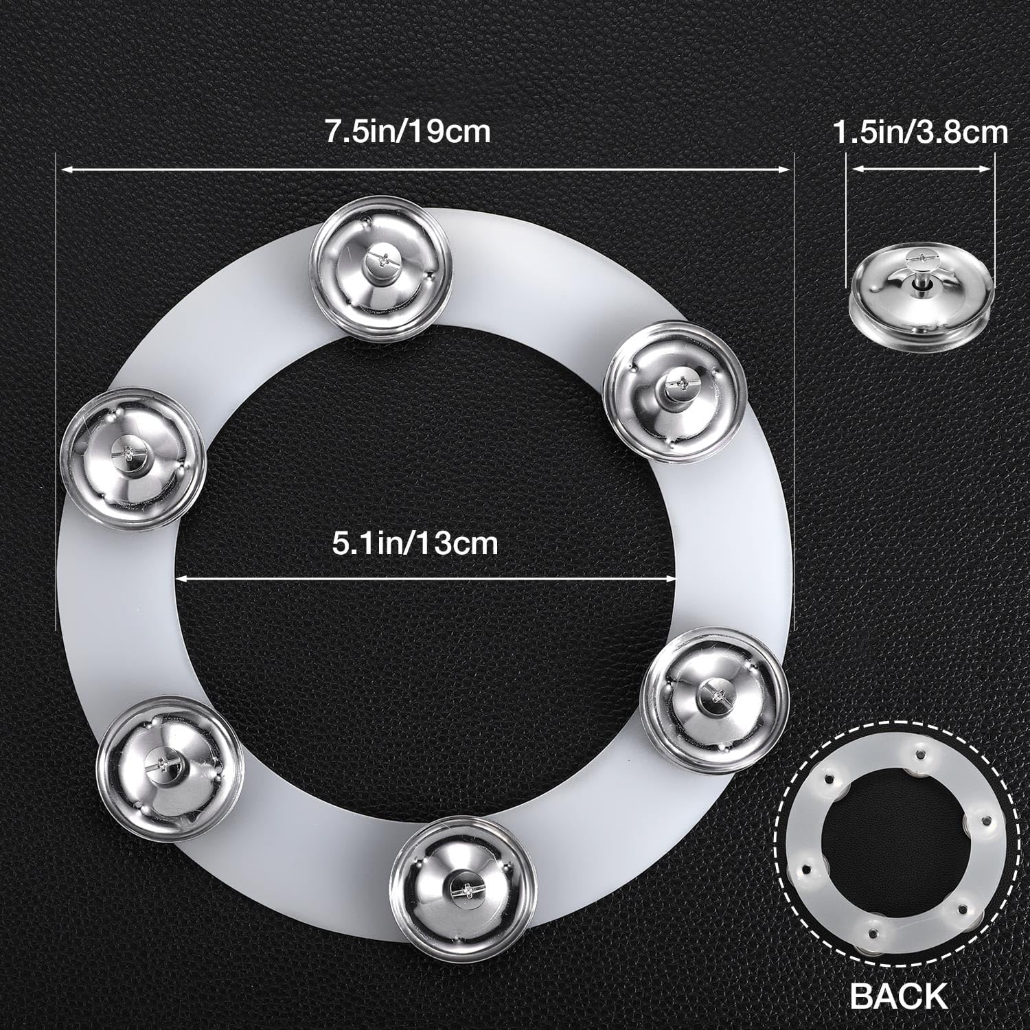 Facmogu Cymbal Hi-hat Tambourine, Silicone Single Row with Stainless Steel Jingles C3778