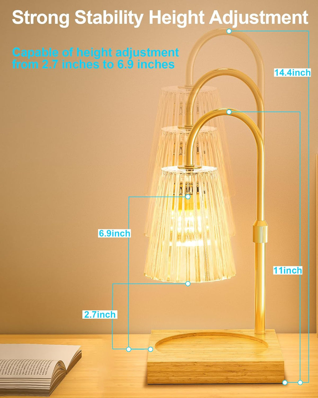 Candle Warmer Lamp with Timer, Dimmable, Adjustable Height, 2 Bulbs Included N209501