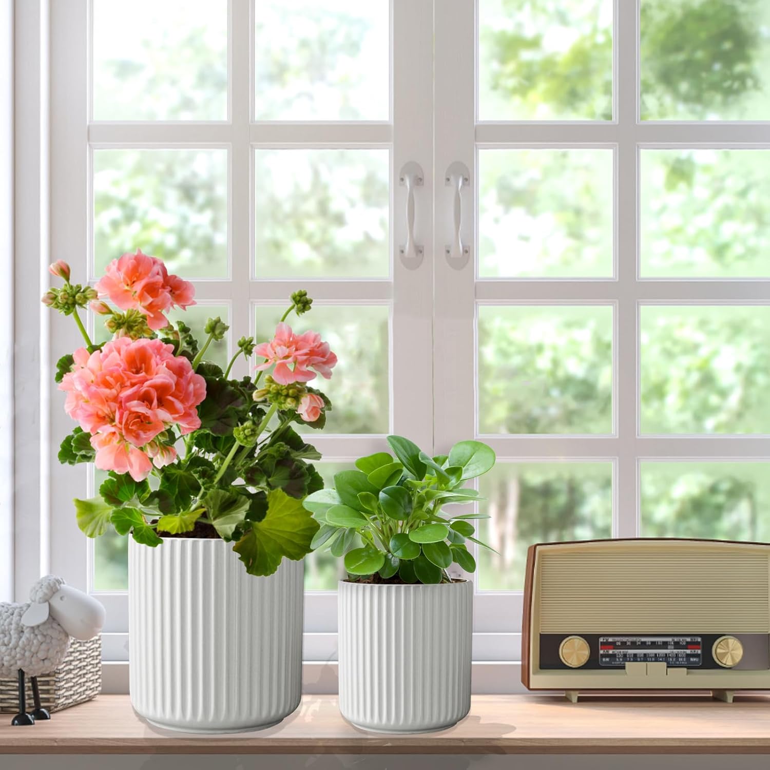 Utensil Holder, 360° Rotating Ceramic Kitchen Organizer, White, Set of 2 V996