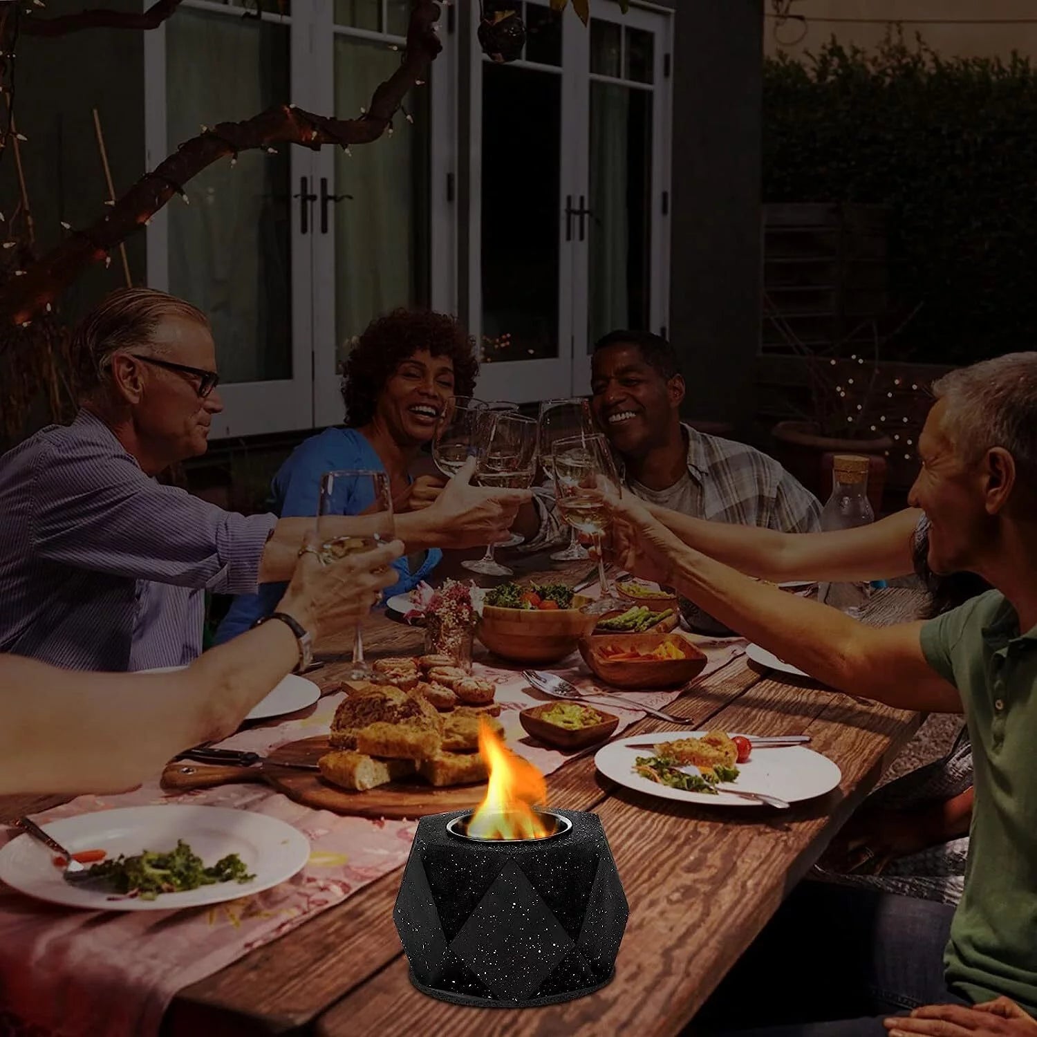 Concrete Tabletop Fire Pit Bowl Indoor Outdoor Portable S47487