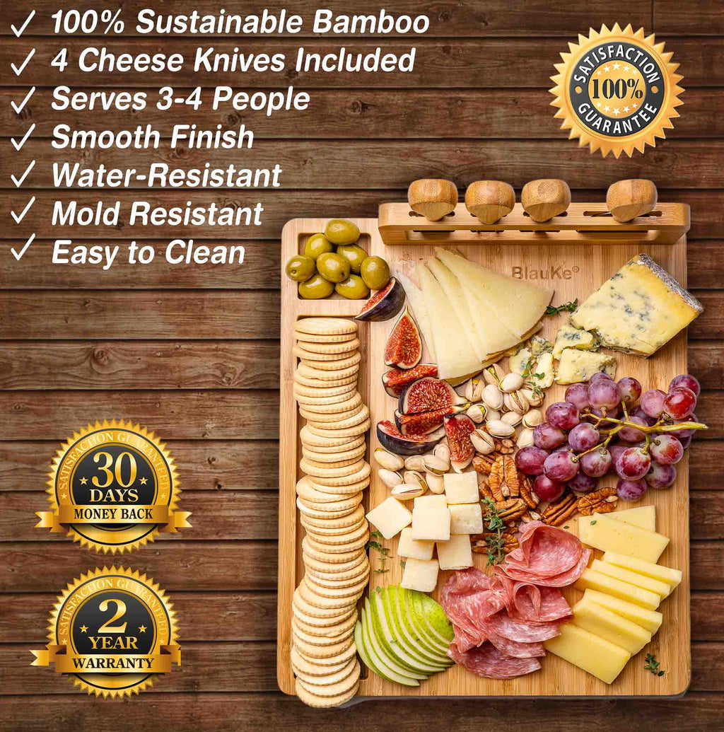 BlauKe® Bamboo Cheese Board and Knife Set 14x11 inch M157312