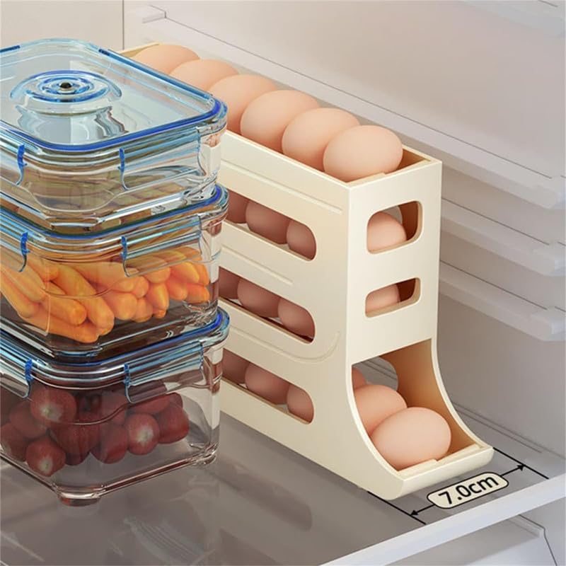 Egg Holder for Fridge 30 Egg Container with Auto Rolling Tray (Gray) J76567