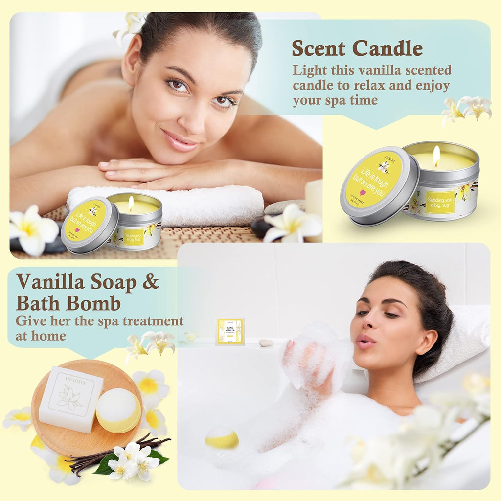 Relaxing Spa Gifts Basket for Women Warm Vanilla Bath and Body Set E377524
